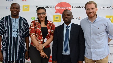 (L-r): Sola Badmus, director of Protocols, West Africa Bloggers Conference, Mrs Alero Ladipo, chief marketing officer, Smile Communications Limited, Ayo Oyebade, MD, Advert Striker Limited and  Jonathan Doer, MD, Jumia Nigeria at the West Africa Bloggers Conference held in Lagos recently.